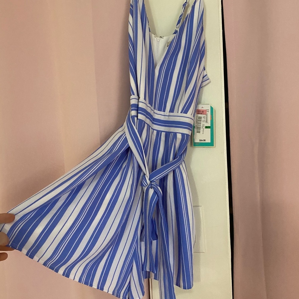 Blue and White Romper